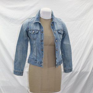 Old Navy Women's size XS light wash Distressed denim jacket